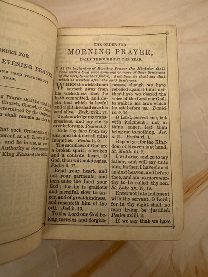 1891 Victorian Miniature Prayer Book – Aged Brown Leather, Antique Religious Text - Ref X657