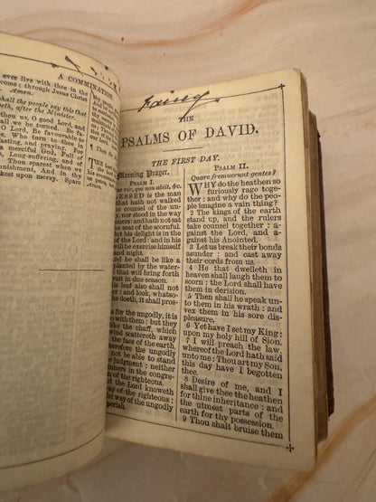 1891 Victorian Miniature Prayer Book – Aged Brown Leather, Antique Religious Text - Ref X657