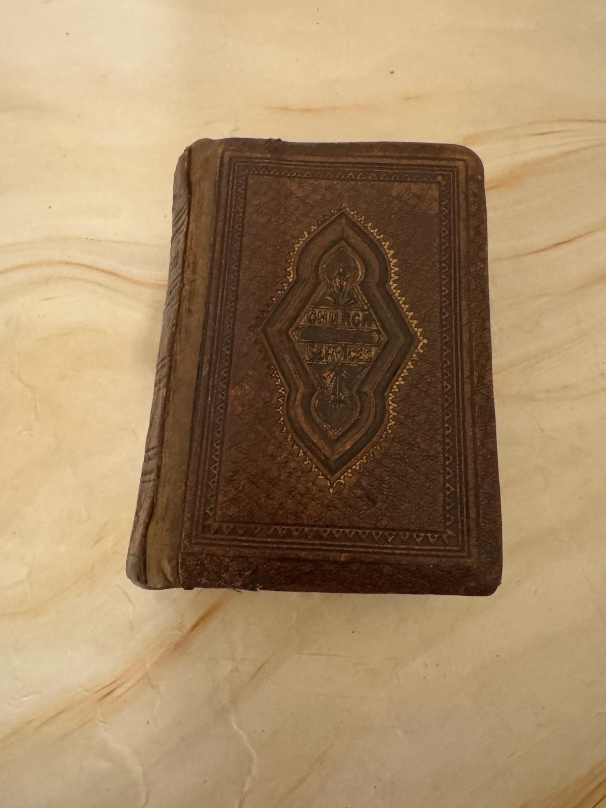 1891 Victorian Miniature Prayer Book – Aged Brown Leather, Antique Religious Text - Ref X657