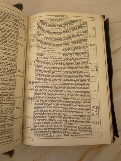 1881 Antique French Holy Bible Leather Bound Victorian Bible - Ref x656