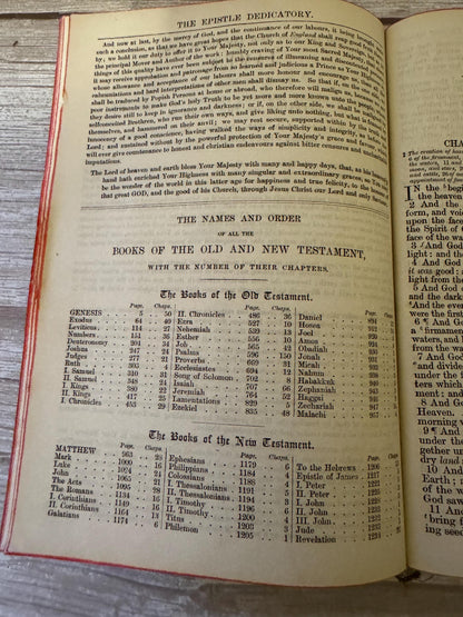 1909 Antique Holy Bible – Oxford KJV Illustrated Leather Bible with Large Brass Clasp - Ref x791