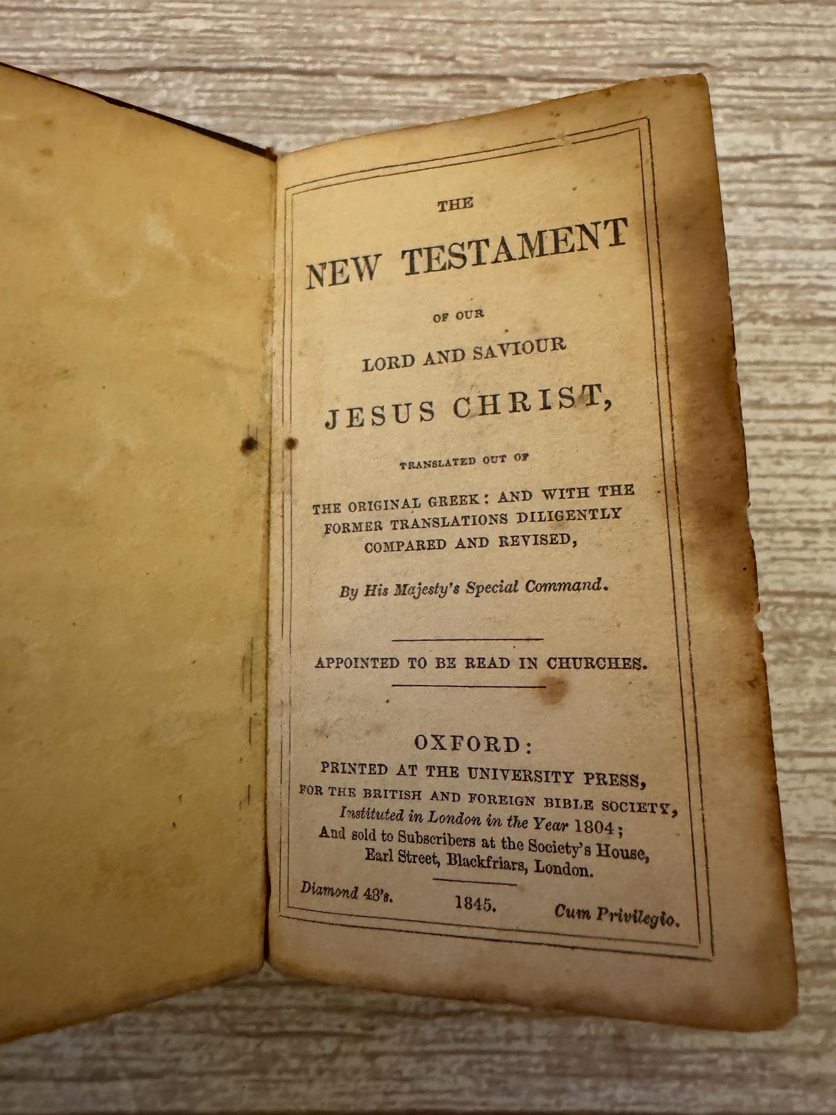1845 Antique Miniature New Testament Bible – Oxford University Press Leather Bound - Ref x788