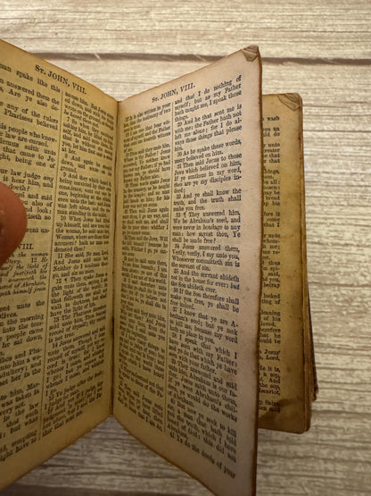 1845 Antique Miniature New Testament Bible – Oxford University Press Leather Bound - Ref x788