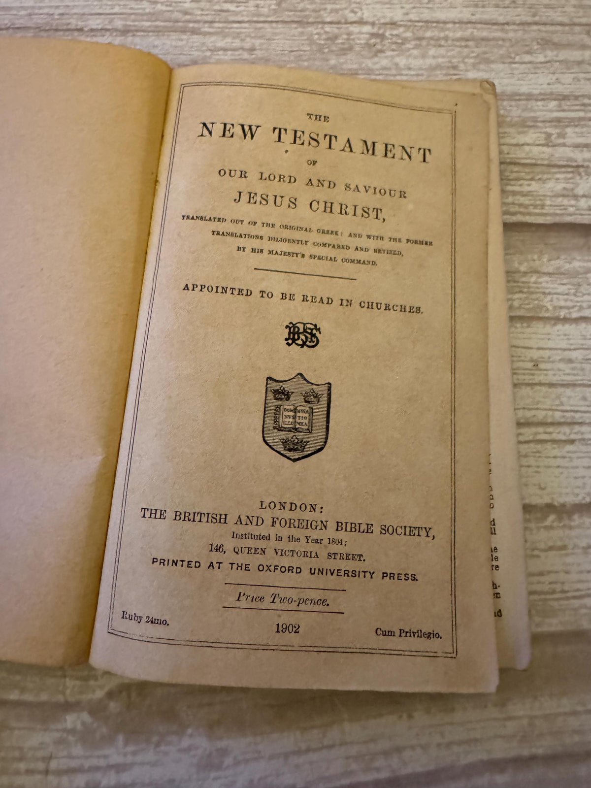 1902 King Edward VII Coronation New Testament Oxford KJV Antique Royal Bible - Ref x787