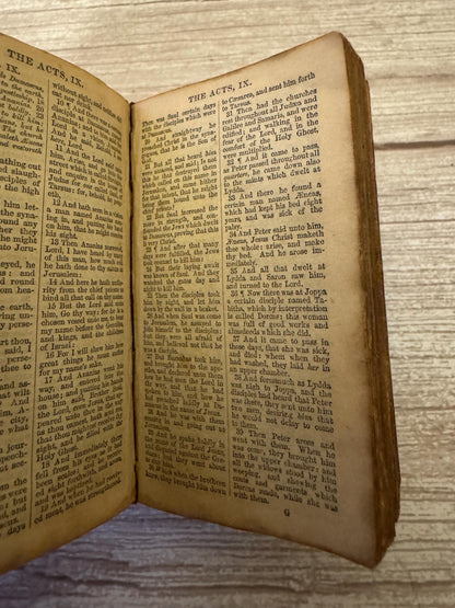 1845 Antique Miniature New Testament Bible – Oxford University Press Leather Bound - Ref x788