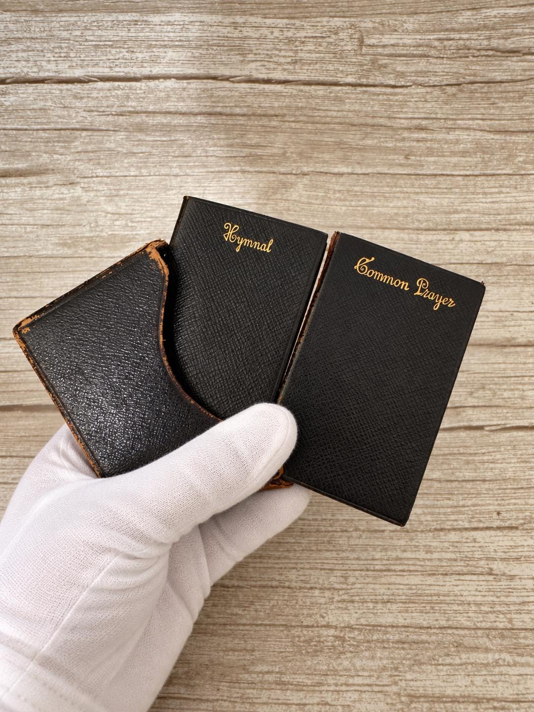 Antique Miniature Book of Common Prayer & Hymnal Boxed Set – Leather Bound - Ref x785