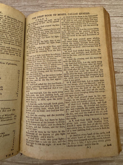 1801 Antique King James Bible with Book of Common Prayer Oxford Clarendon Press Georgian Leather KJV - Ref x786
