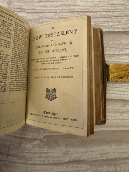 Antique Victorian Bible – New Testament & Book of Common Prayer with Brass Clasp - Ref x783
