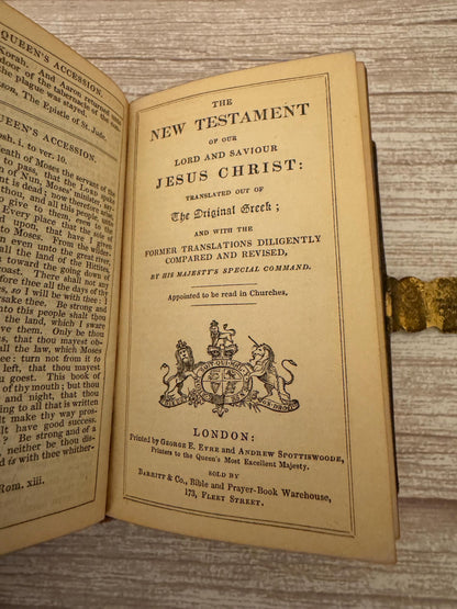 1850 Antique Bible – New Testament & Book of Common Prayer with Brass Clasp - Ref x782
