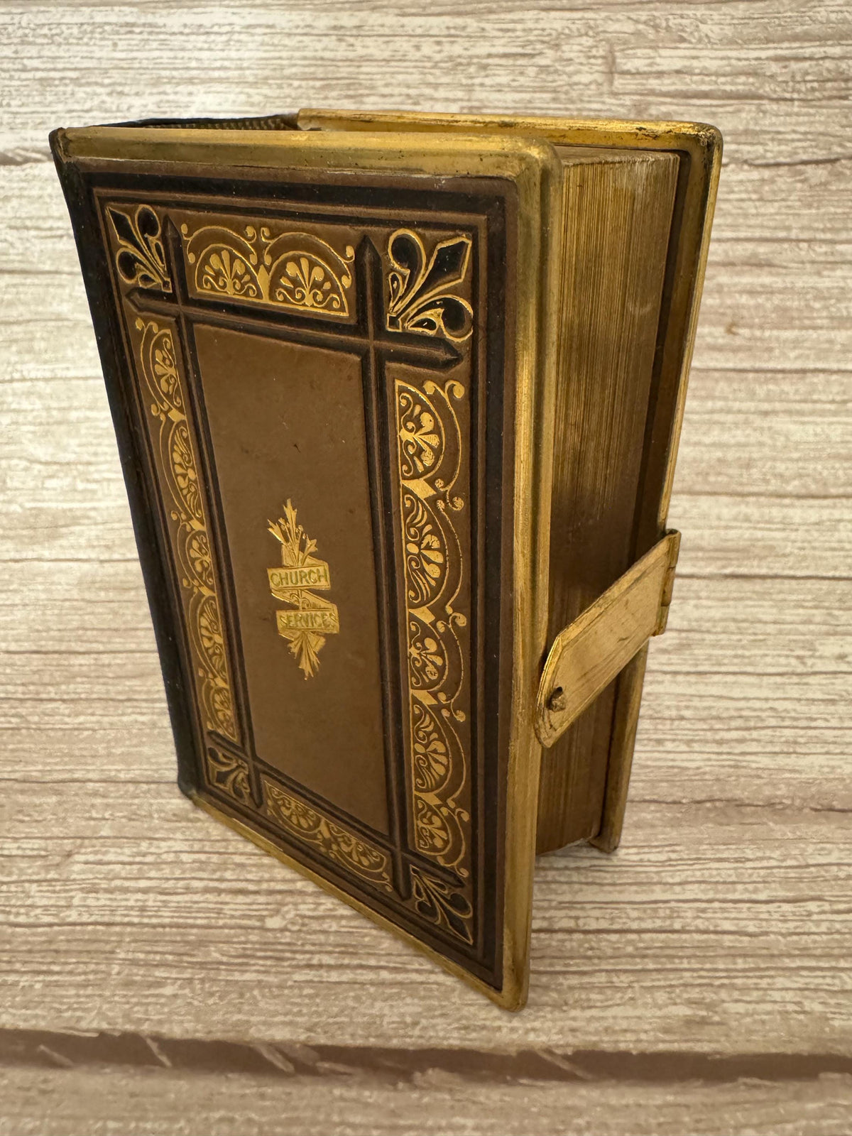 1800s Antique New Testament & Book of Common Prayer – Gilt Leather Church Services - Ref x779