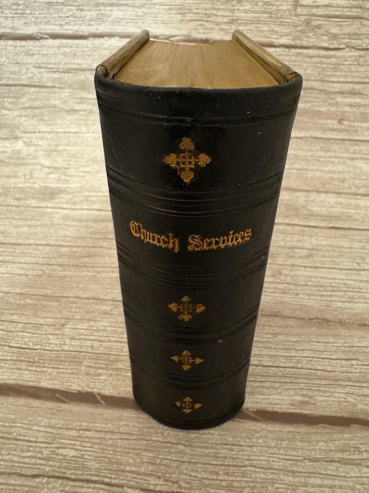 1800s Antique New Testament & Book of Common Prayer – Gilt Leather Church Services - Ref x779