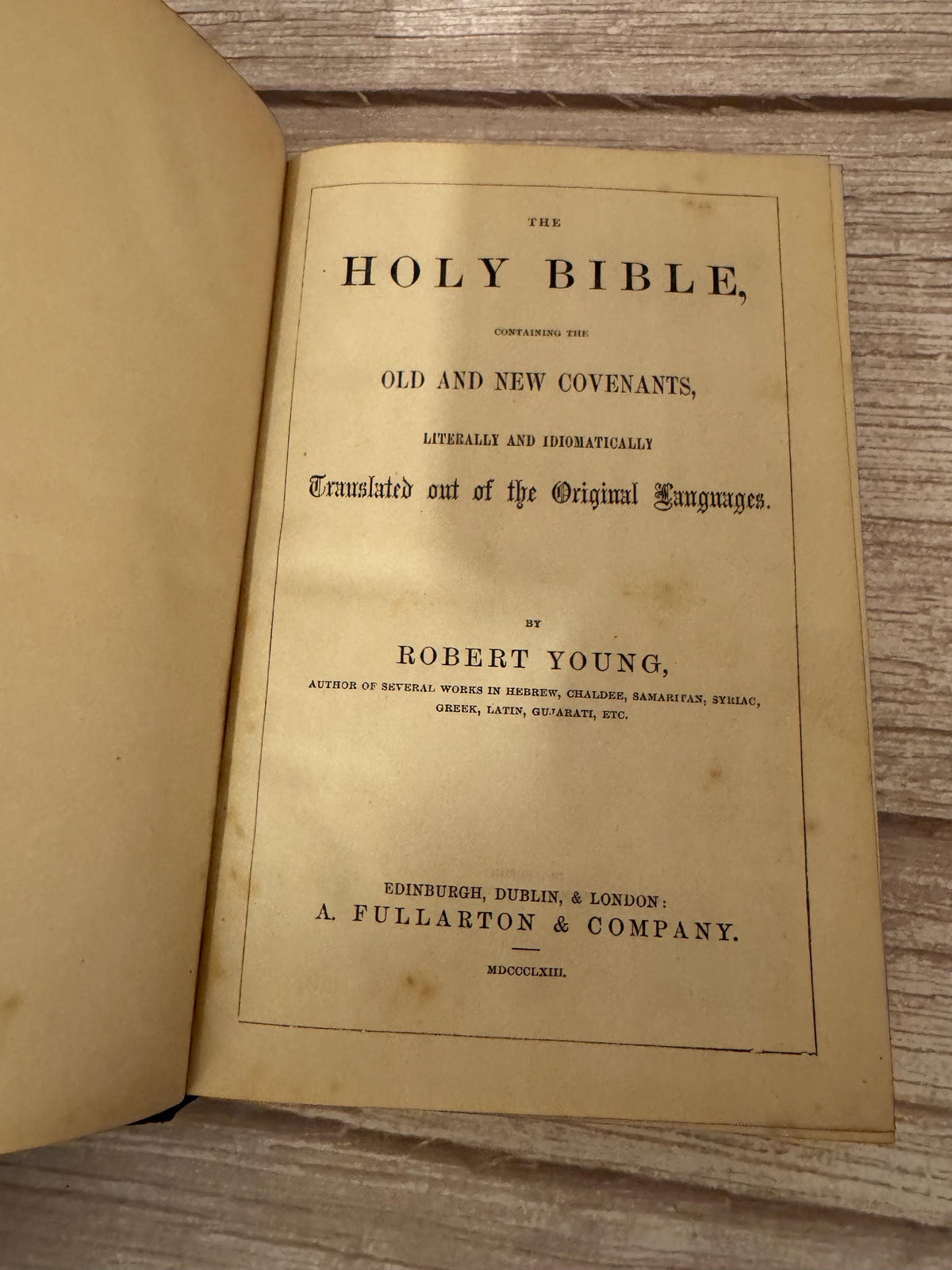 1863 Robert Young’s Holy Bible – Young’s Literal Translation Old  and New Testaments - Ref x774