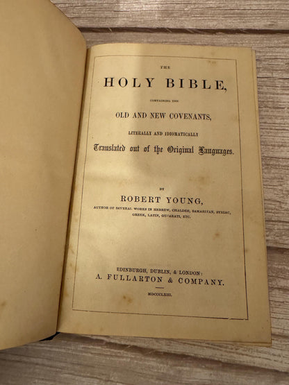 1863 Robert Young’s Holy Bible – Young’s Literal Translation Old  and New Testaments - Ref x774