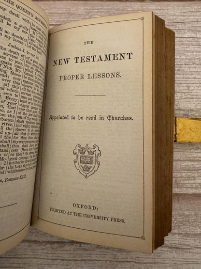 Book of Common Prayer & New Testament Holy Bible – Leather Bound Brass Clasp c.1874–1883 - Ref x773