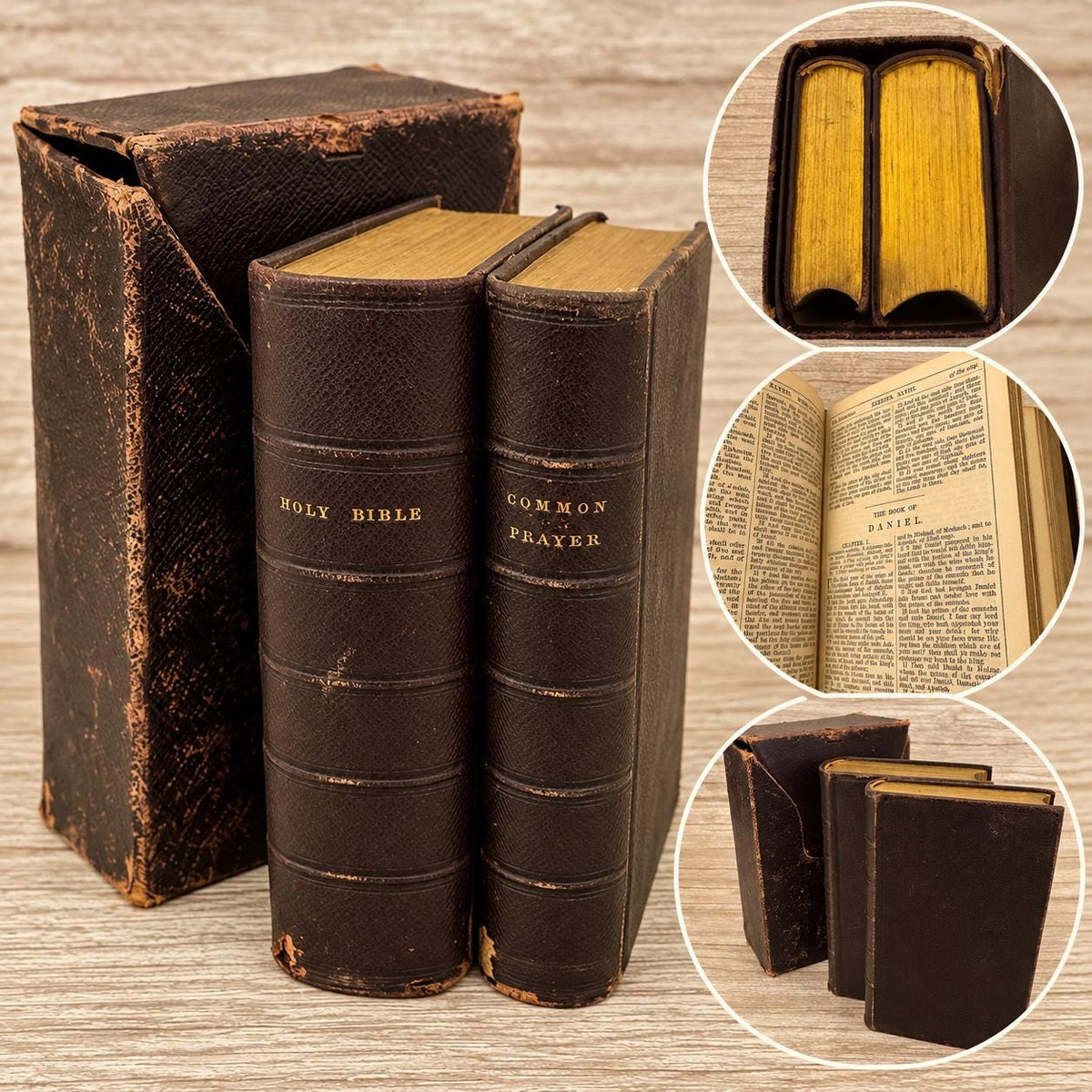 1841 Holy Bible & Book of Common Prayer – Antique Leather Bound Boxed Set - Ref x772