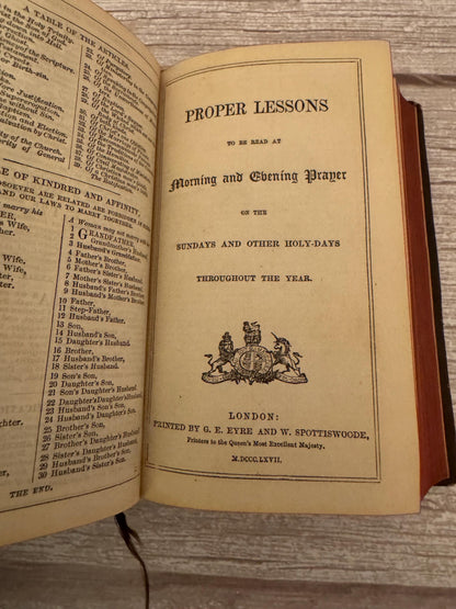 1876 Antique New Testament & Book of Common Prayer – Victorian Leather Bible - Ref x770