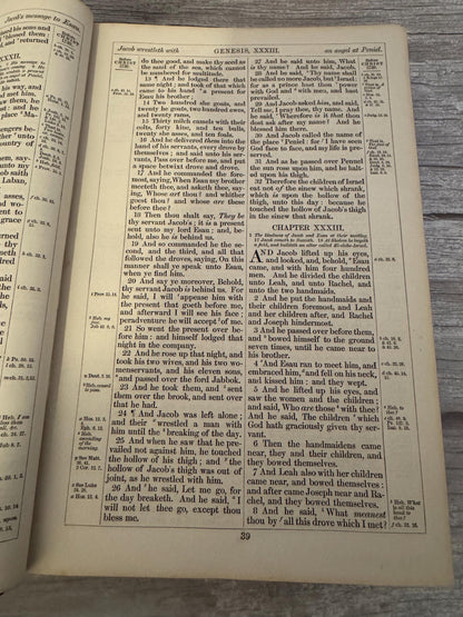 1892 Large Antique Victorian Holy Bible Leather Bound King James Bible - Ref x714