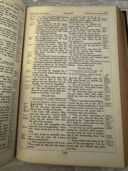 1892 Large Antique Victorian Holy Bible Leather Bound King James Bible - Ref x714