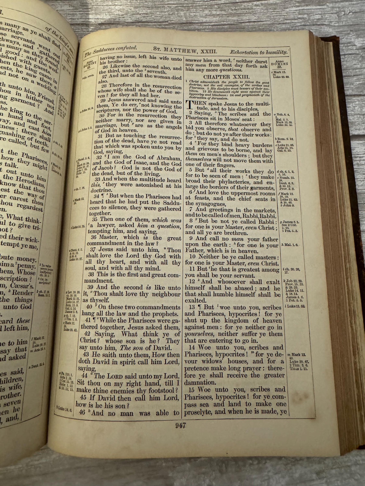 1892 Large Antique Victorian Holy Bible Leather Bound King James Bible - Ref x714