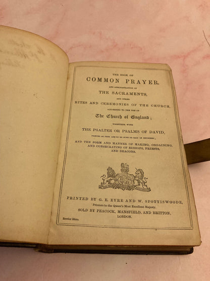 Vintage Book of Common Prayer and Psalms 1800s - (Ref X13)