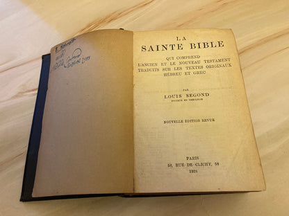 Vintage France Holy Bible 1924 - (Ref X149)