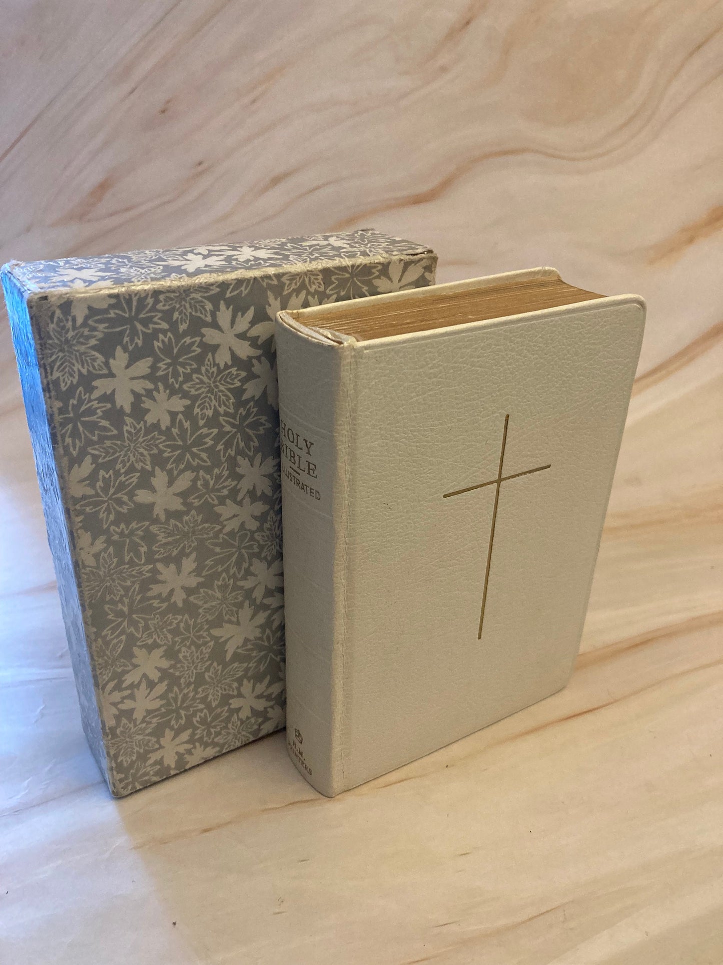 Pocket Size White Illustrated Leather Bible Ruby Text - (Ref X137)