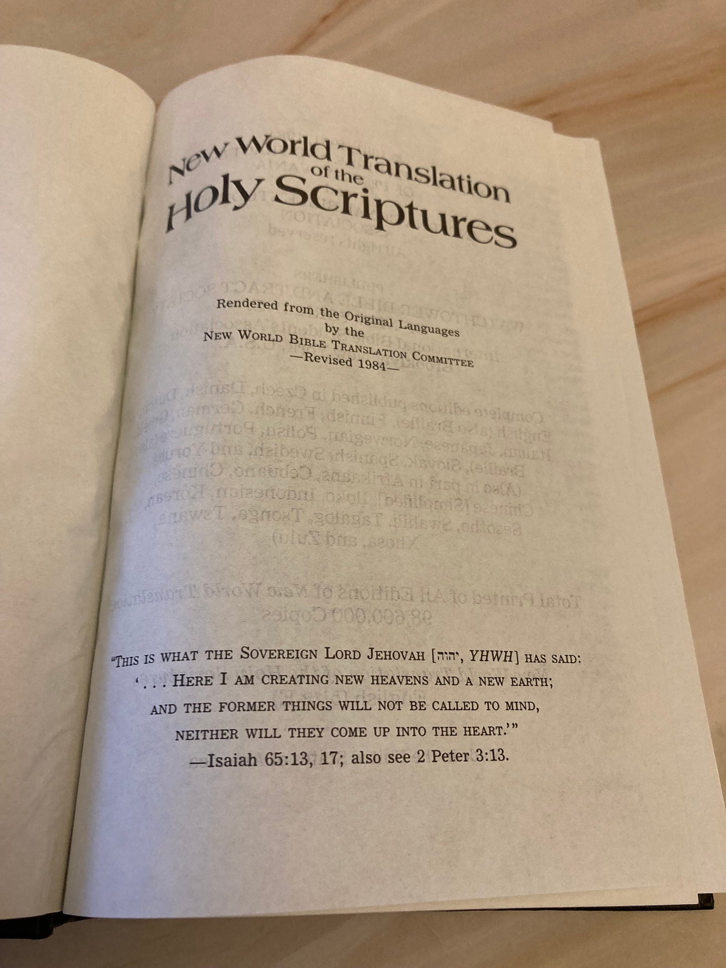 New World Translation Holy Bible 1984 - (Ref X121)