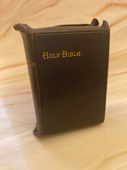 Vintage Holy Bible Brown Leather Cover 1800s- (Ref X90)