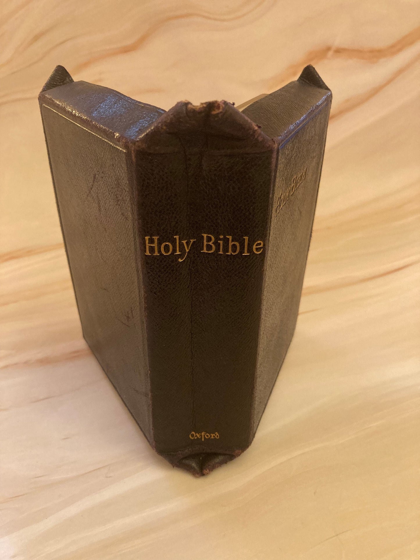 Vintage Holy Bible Brown Leather Cover 1800s- (Ref X90)