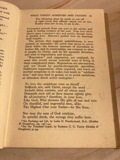 What Christ Achieved and Taught book by Sidney Peill 1940 - (Ref x265)