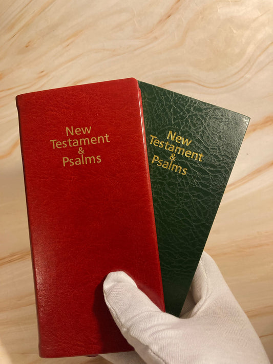 X2 Thin Red & Green Gideon NIV Leather Bibles with Psalm - (Ref x263)